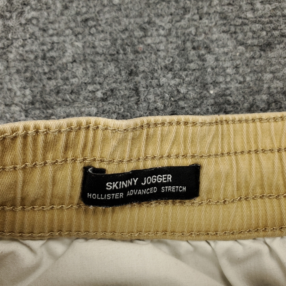Hollister Skinny Jogger Pants Mens Medium Advanced Stretch Khaki Beige Cuffed - Picture 4 of 8